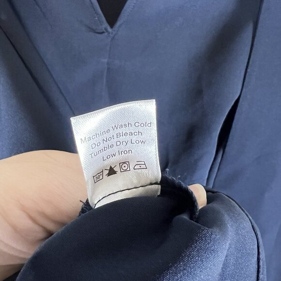 Tuckernuck NEW Navy Faye Preppy Bow Ruffle‎ Collar 3/4 Sleeve Blouse Size Large - Picture 10 of 10